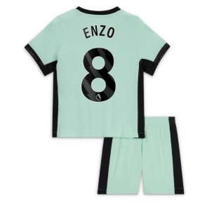 Lacne Dětský Futbalové dres Chelsea Enzo Fernandez #8 2023-24 Krátky Rukáv - Tretina (+ trenírky)
